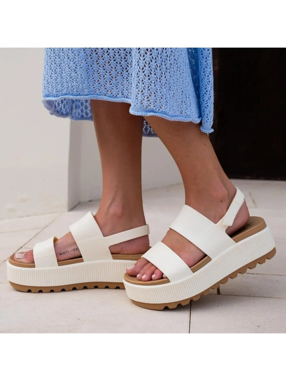 Women's Almond Ambrosia Water Vista Higher Open Toe Platform Wedge Sandal Shoes